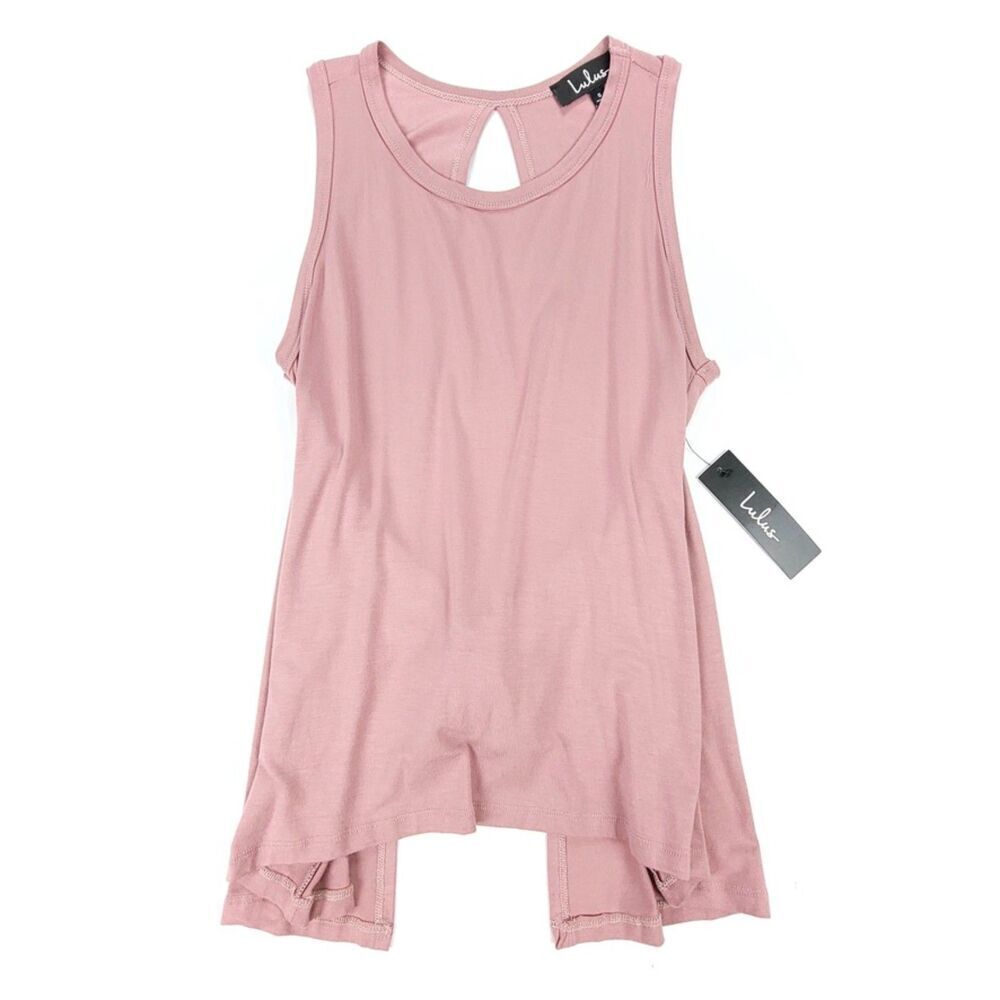 NWT Lulus Dusty Mauve Pink Tied Open Back Sleeveless Tunic Tank Top Womens Small